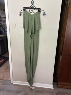 HALARA Olive Green Strapless Drape Maxi